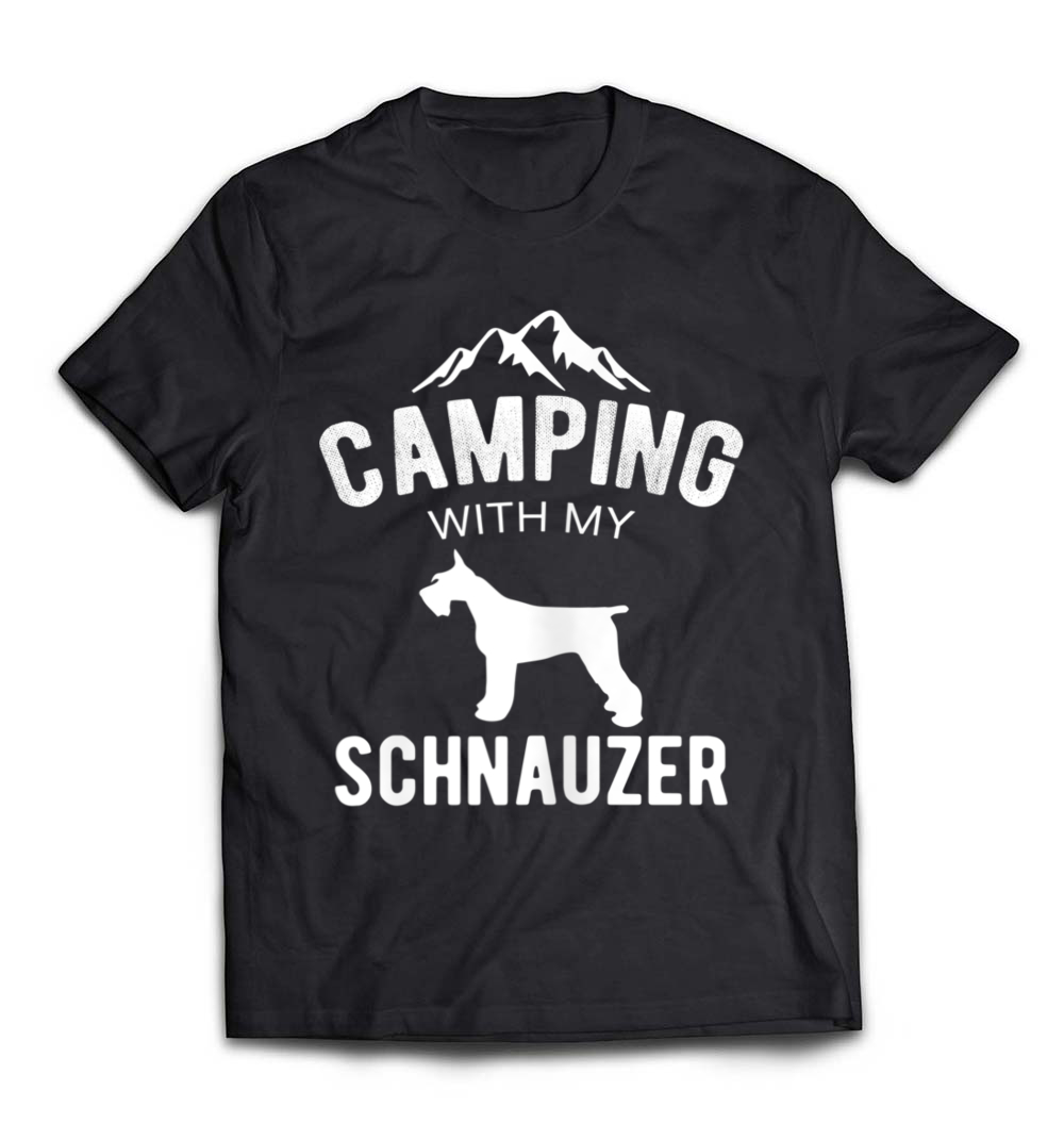 “Camping With My Schnauzer” T-Shirt – A Perfect Tee for Dog Lovers and Outdoor Enthusiasts